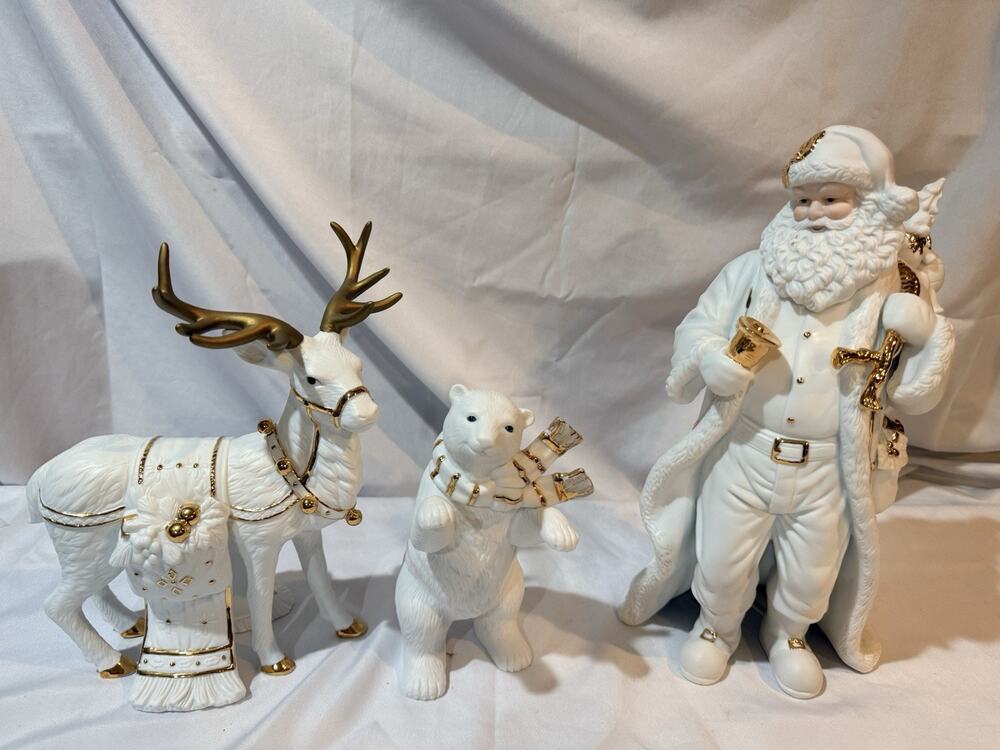 Grandeur Noel Collector's Edition 1999 Porcelain Figurines Santa Reindeer Polar…